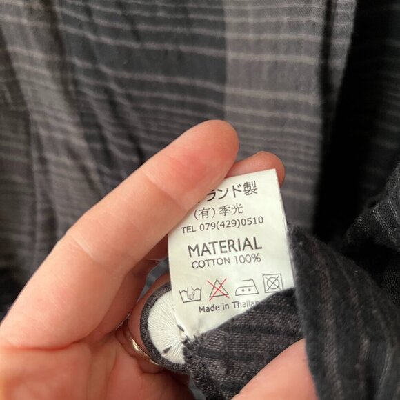 Mao Mam Thailand Black Gray Checked Jacket Women's Size Large - Picture 6 of 8
